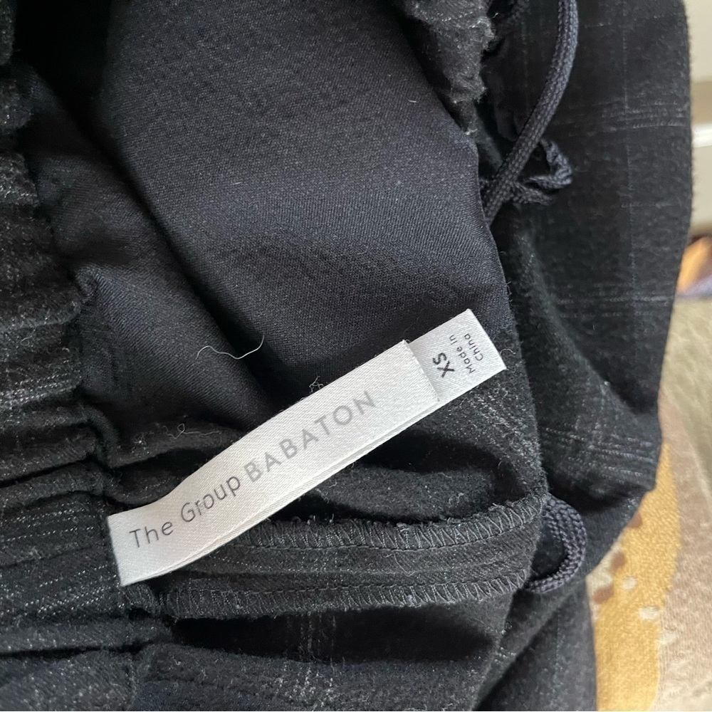 The Group Babaton Jimmy Pant Mid Rise Twill Trousers Black Fine Grid Size XS - Picture 3 of 8